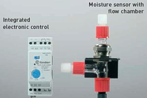 Moisture Sensor with Flow Chamber and Integrated Electronic Control